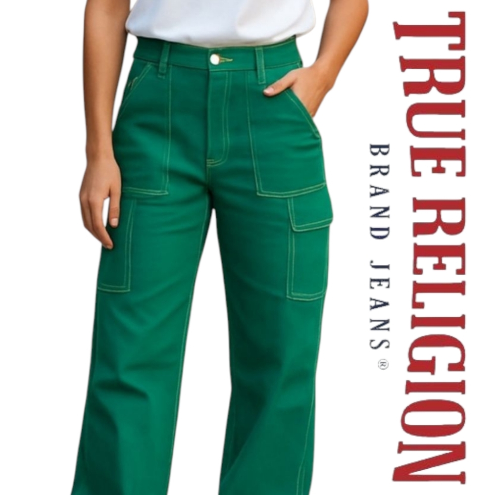 NWT True Religion Adventurine Green Single Needle Military Cargo Pants